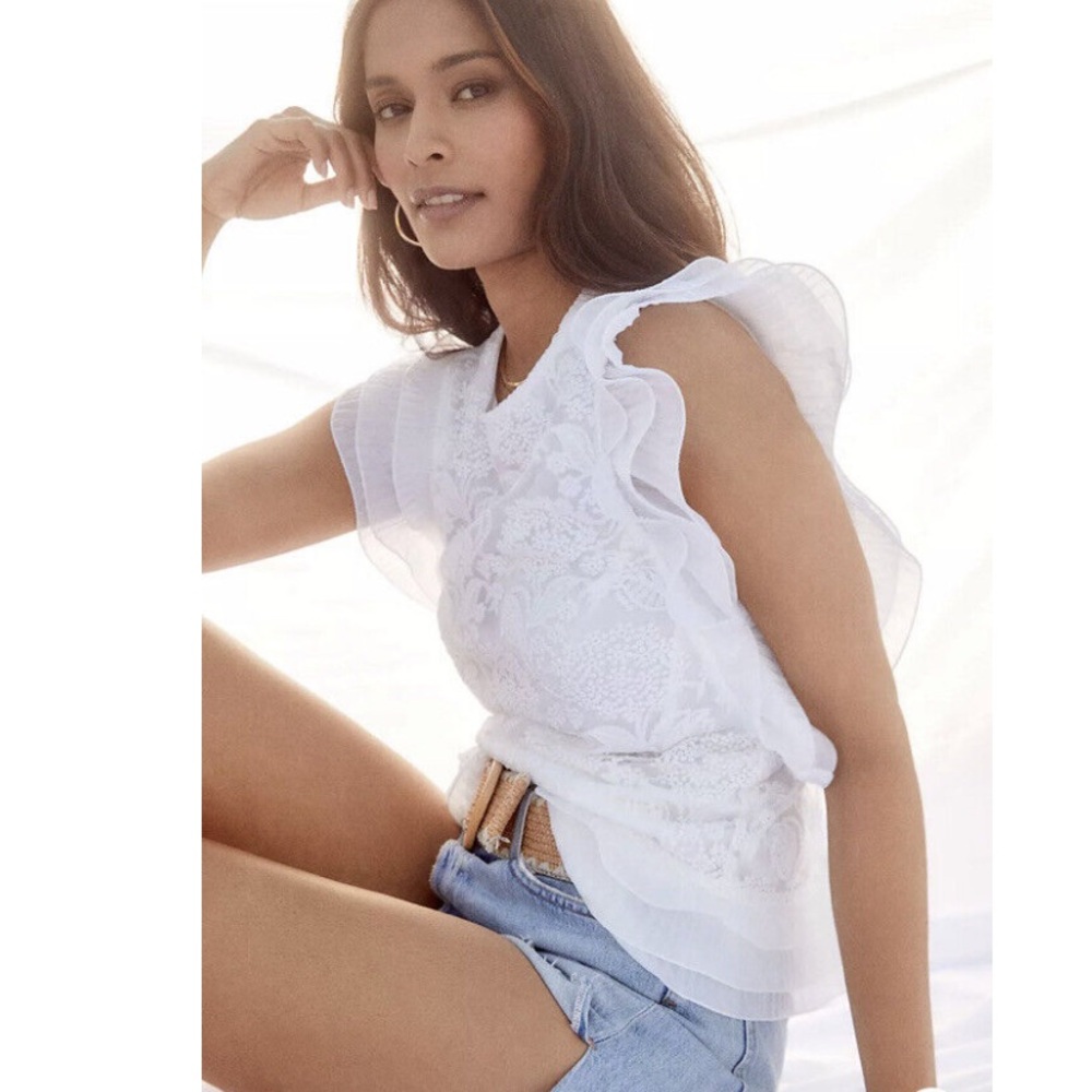 Anthropologie Eva Franco Ruffled Lace Blouse
